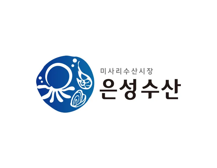 수산시장 로고제작, 해산물을 담은 동양화풍 일러스트
